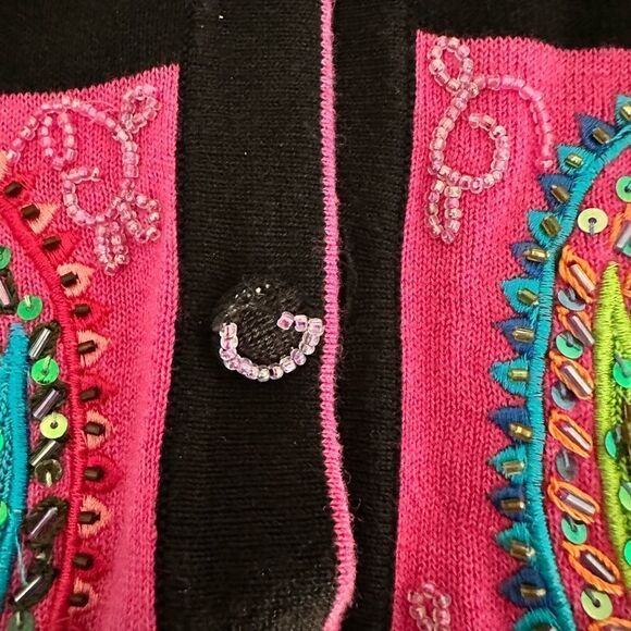 EUC - Just B Women’s Paisley Button Up Cardigan Sweater - Size XL - Picture 8 of 10